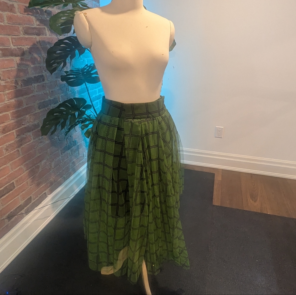 Green Tuile Checkered Skirt